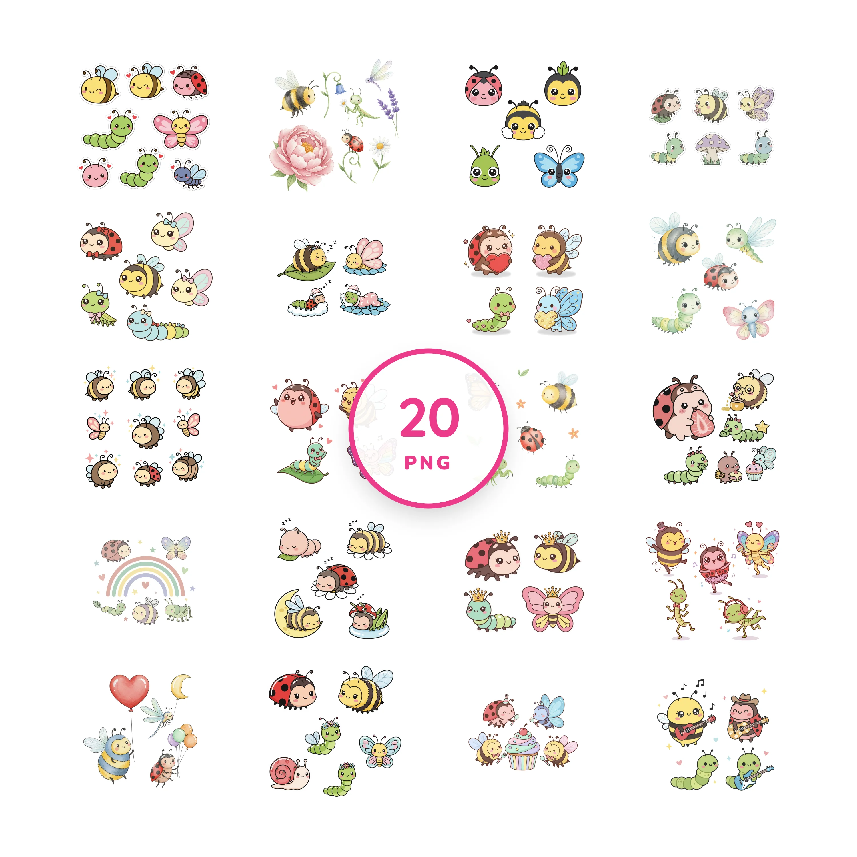 Cute Insects PNG clip art collection