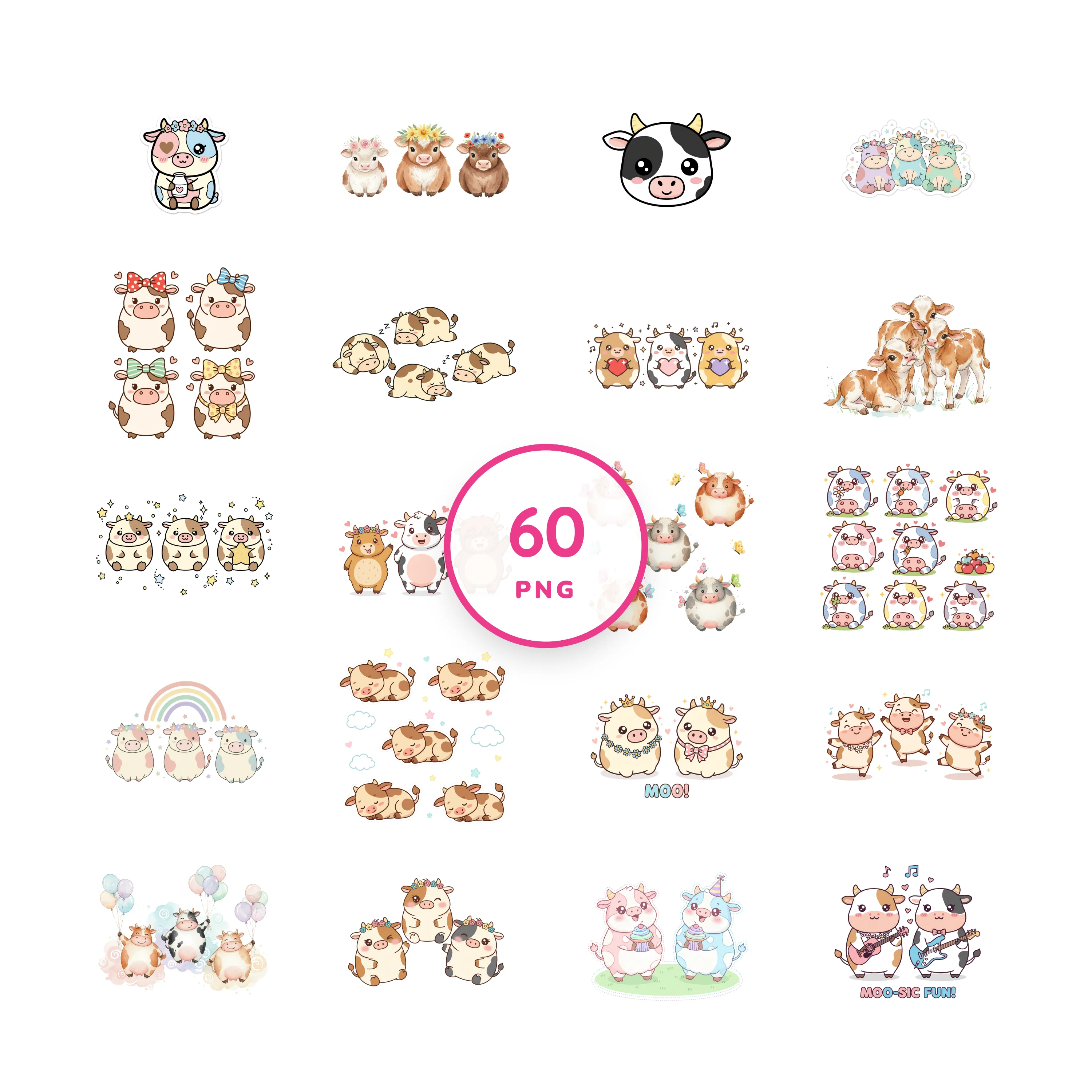 Kawaii Animal Bundle PNG clip art collection