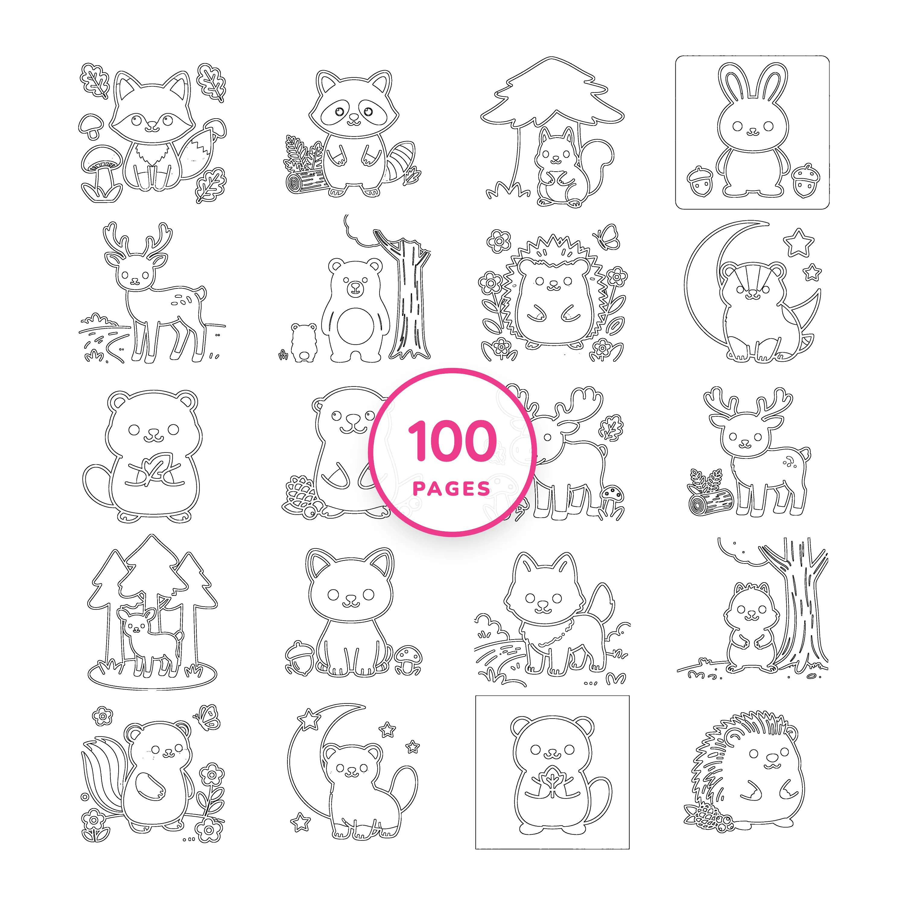 Cute Kawaii Animal Coloring Book printable coloring book