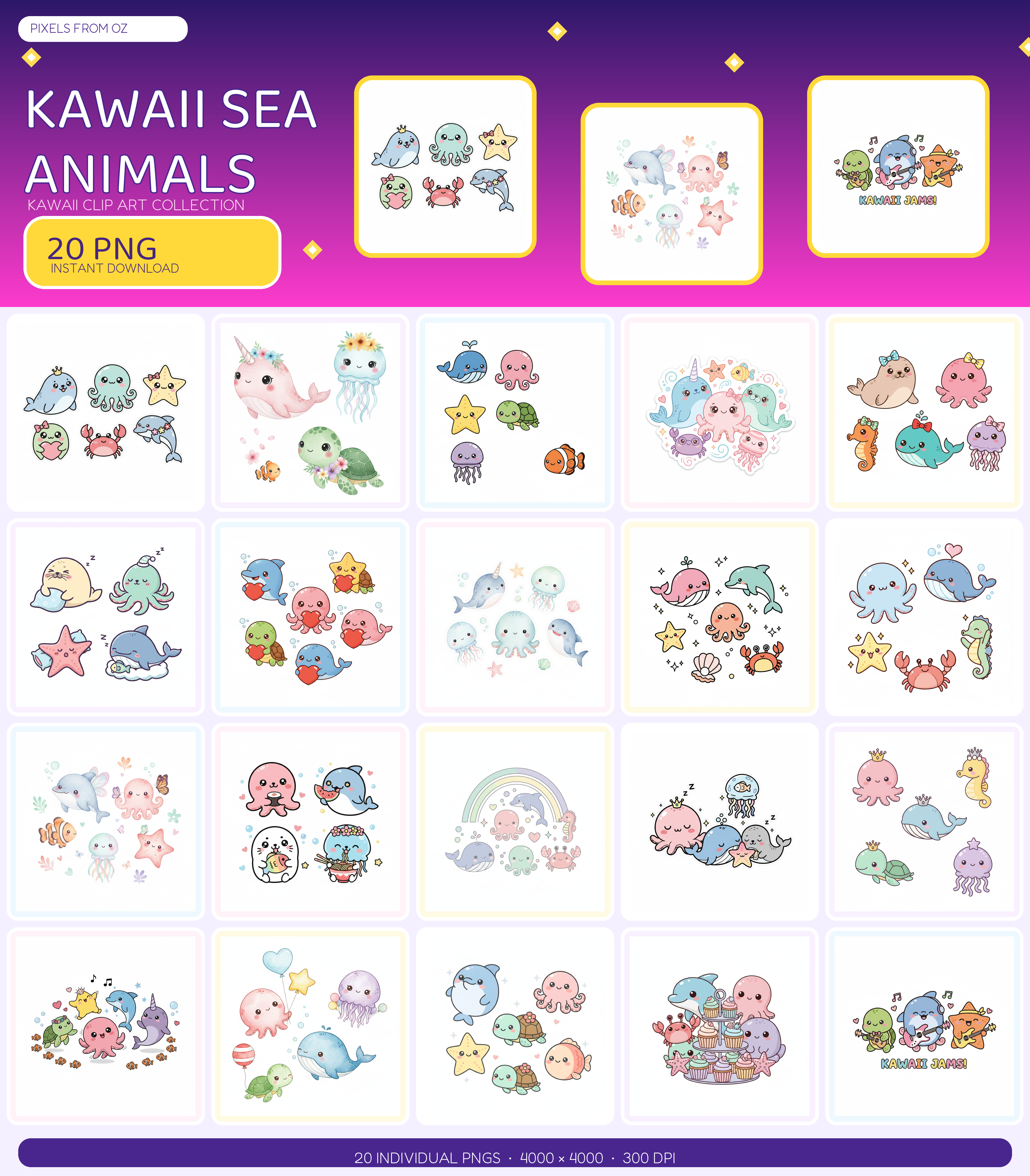 Sea Animals PNG clip art collection