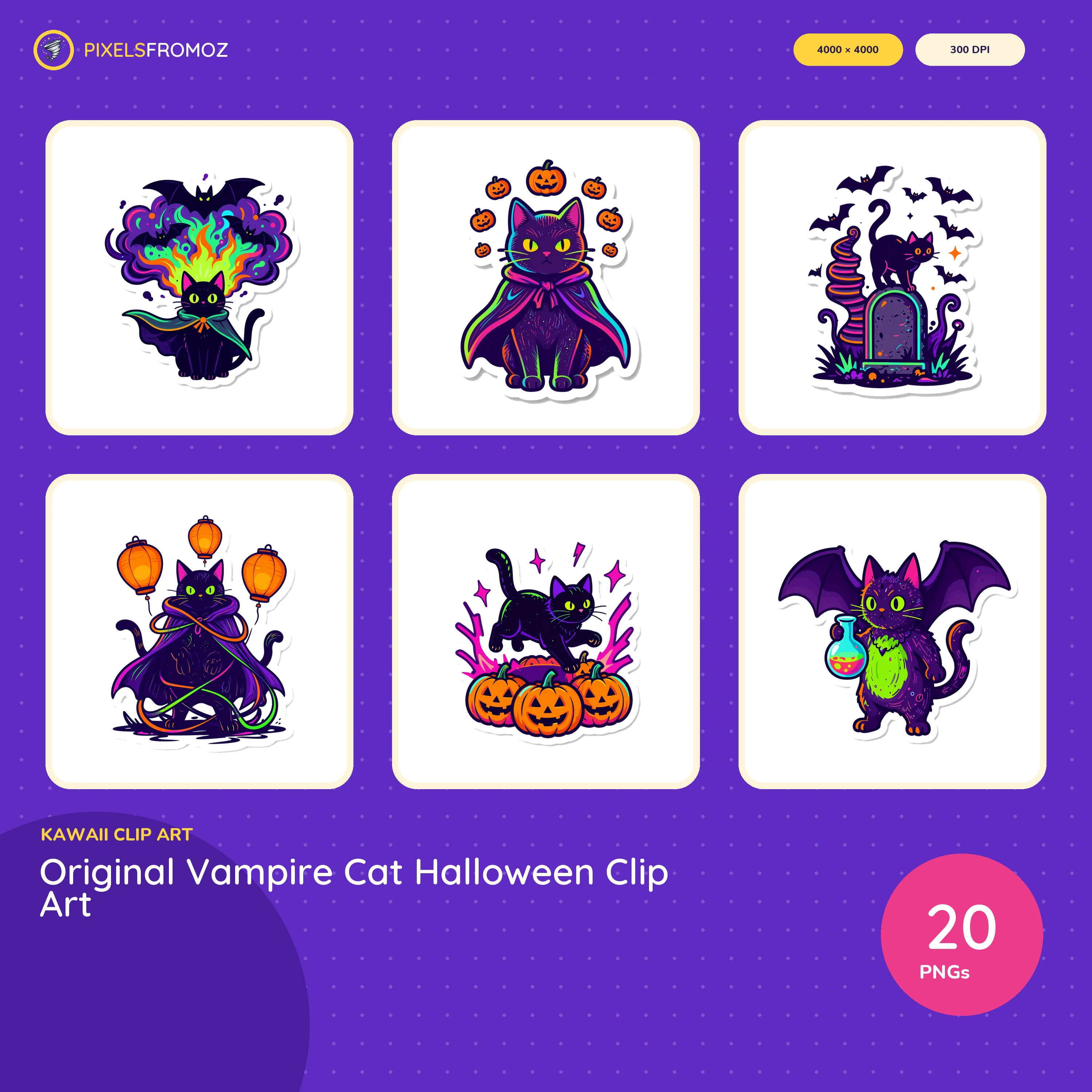 Original Vampire Cats PNG clip art collection